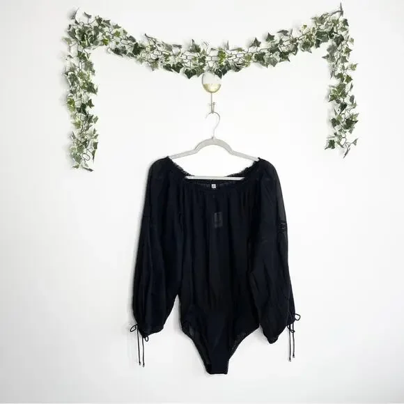 FREE PEOPLE Solid Sundown Bodysuit in Black Small NWT - Picture 2 of 8